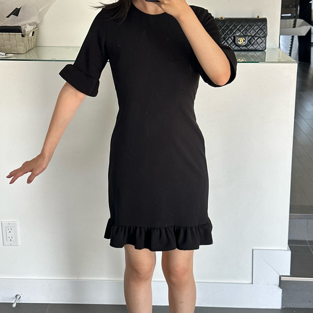 NWT Missguided Black Frill Detail Shift Dress S